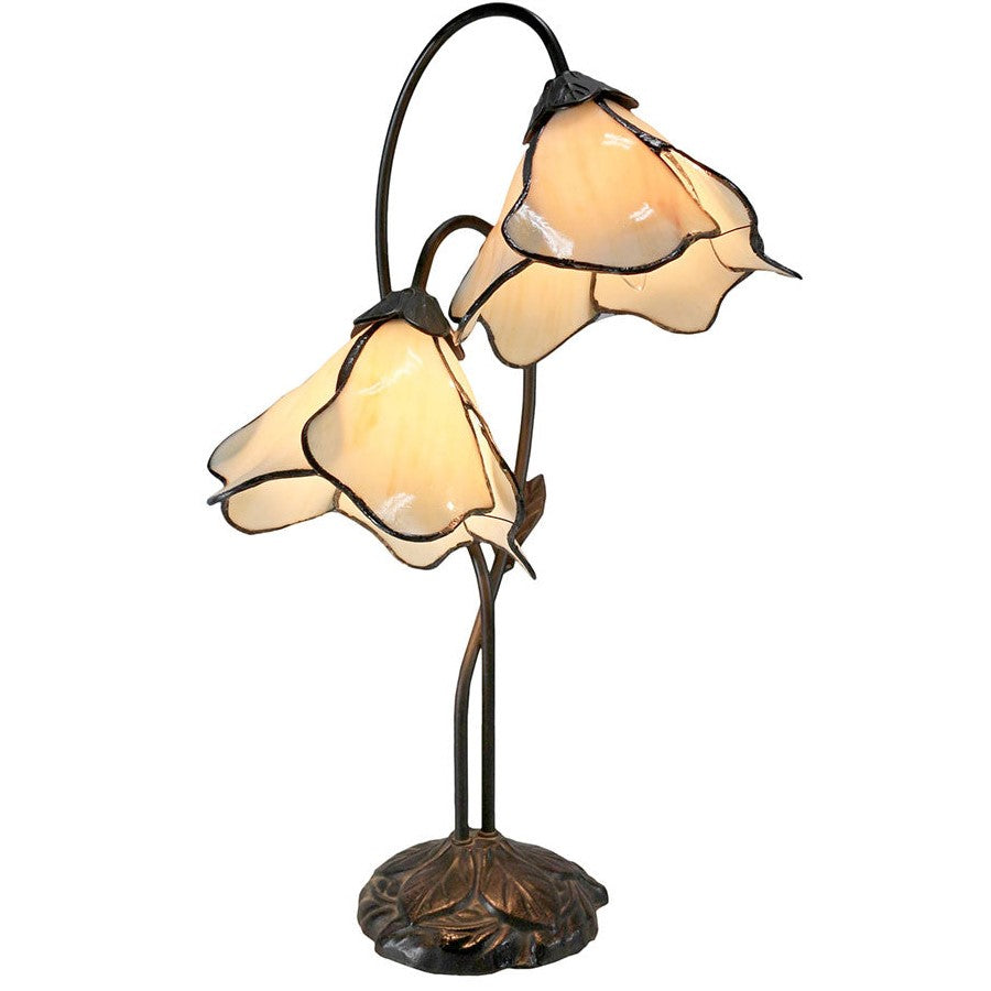 Double Lotus Flowers Tiffany Shade Table Lamp (Available in 6 Colors)