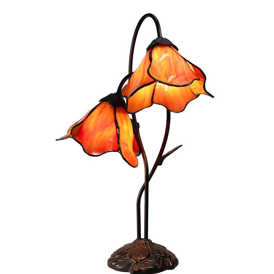 Double Lotus Flowers Tiffany Shade Table Lamp (Available in 6 Colors)