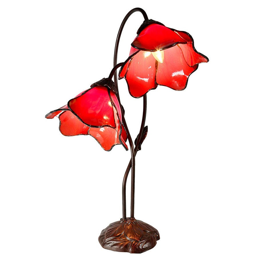 Double Lotus Flowers Tiffany Shade Table Lamp (Available in 6 Colors)
