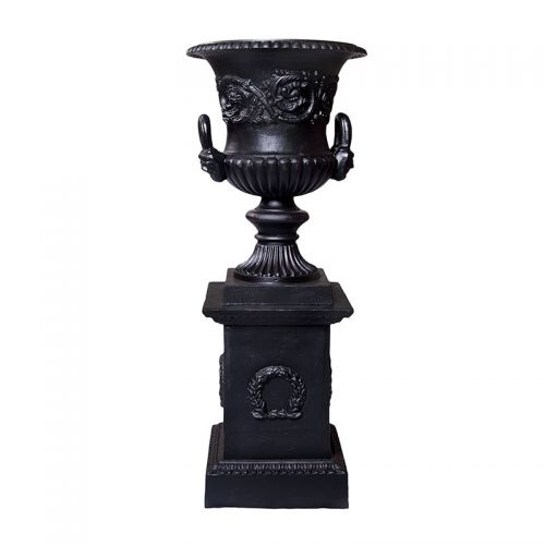 Elegant Pedestal Cast Iron Urn 140cms (Available in 2 Colors)