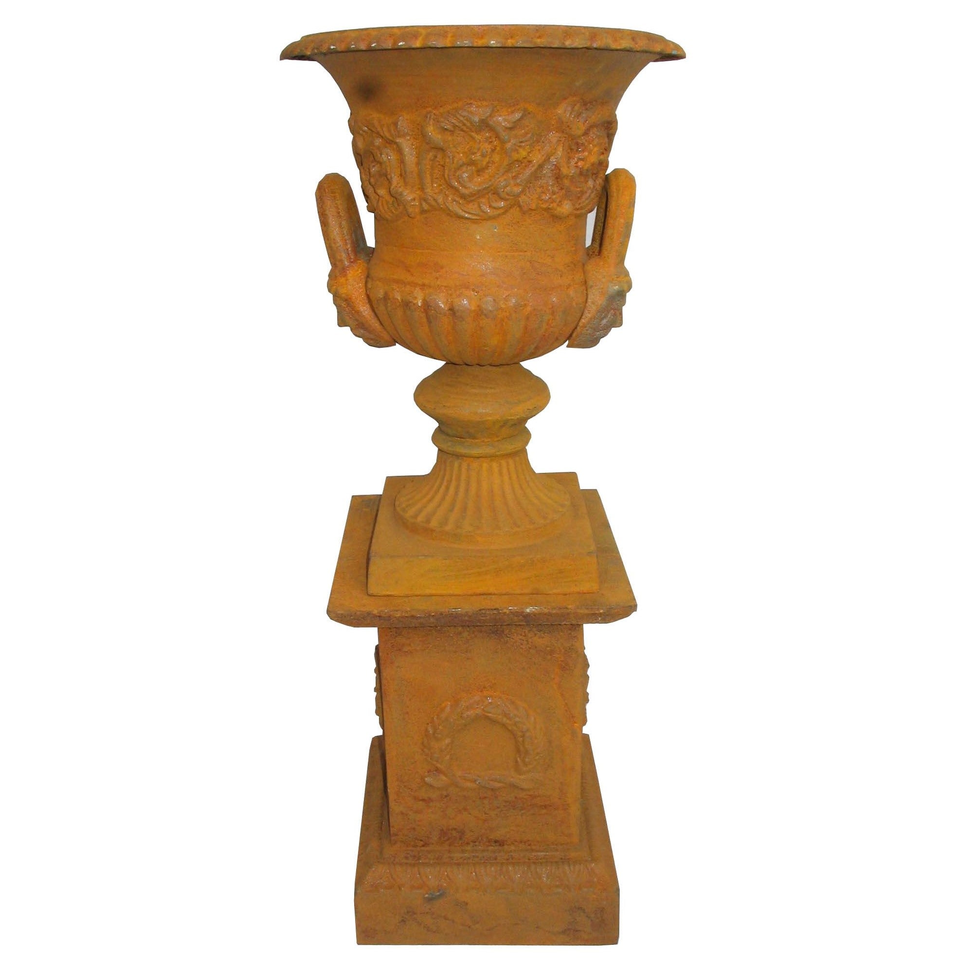 Elegant Pedestal Cast Iron Urn 70cms (Available in 3 Colors)