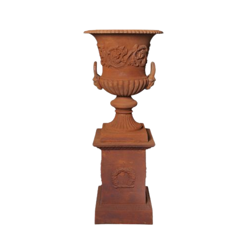 Elegant Pedestal Cast Iron Urn 110cms (Available in 2 Colors)