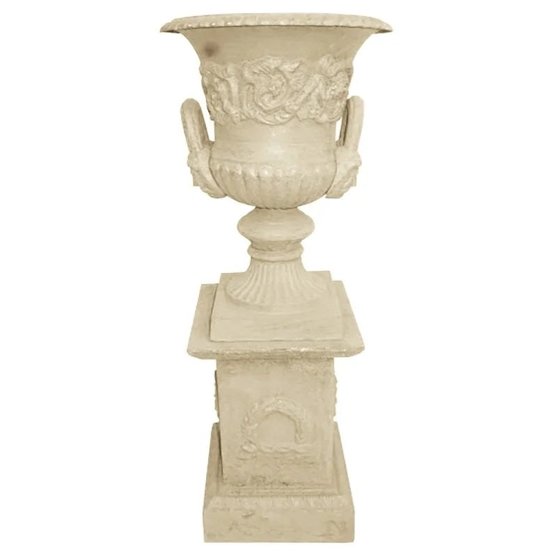 Elegant Pedestal Cast Iron Urn 70cms (Available in 3 Colors)