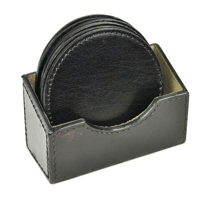 Elegant Leather Round Coasters Set of 6 (4Colors to Choose)