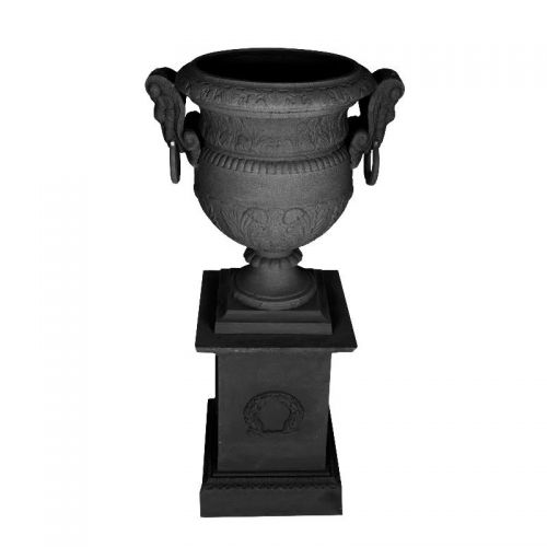 Enchanting Cast Iron Urn On Pedestal (Available in 2 Colors)