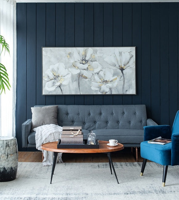 The Flowers Abstract With Foil Framed Canvas Print