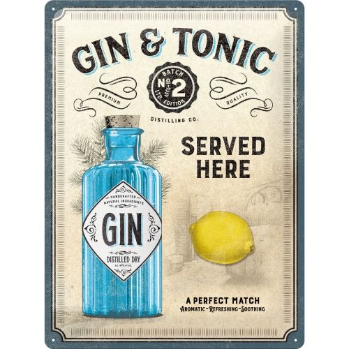 Gin and Tonic Served Here Metal Sign (Available in 3 Sizes)
