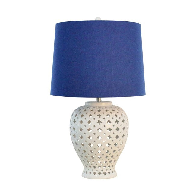Filigree Ceramic Table Lamp White Base (3 Shade Colours to Choose)