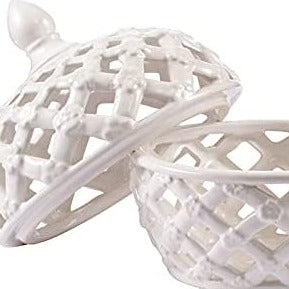 Filigree Decorative Ceramic Jar with Lid (2 sizes to choose)