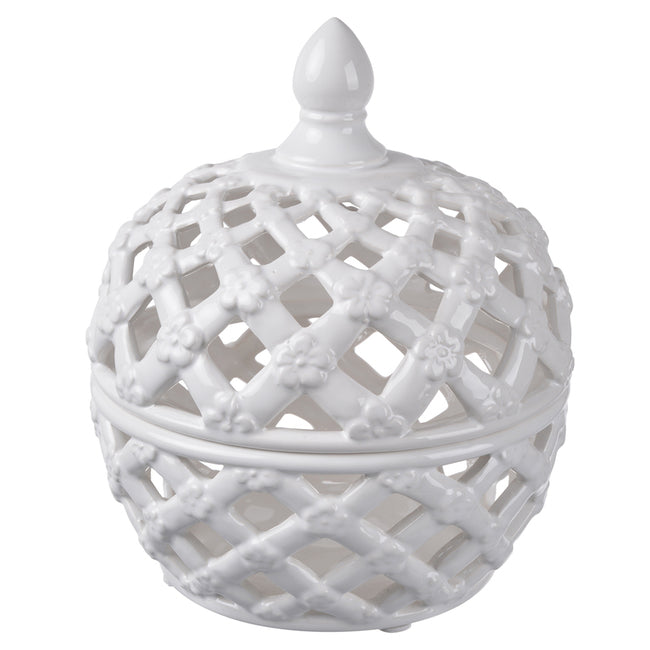 Filigree Decorative Ceramic Jar with Lid (2 sizes to choose)