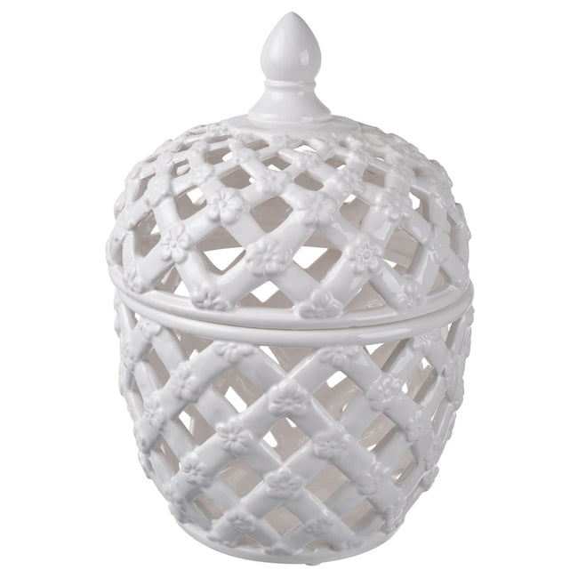 Filigree Decorative Ceramic Jar with Lid (2 sizes to choose)