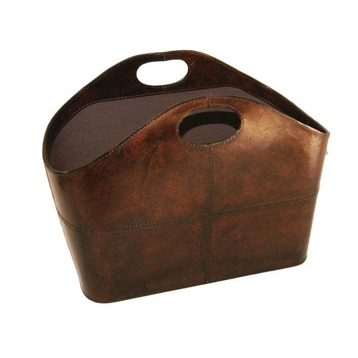 Leather Magazine Basket with Handle (4 Colors to Choose)