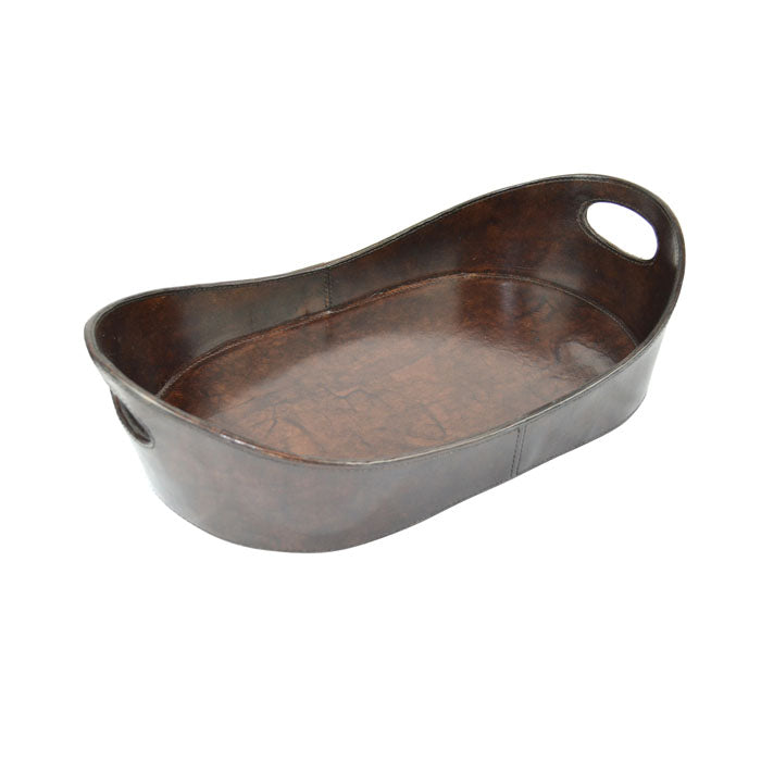 Oval Leather Boat Tray with Handle (Choose from 2 Colors)