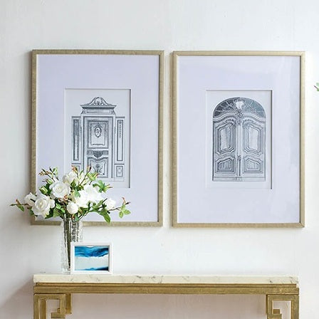 Ornate Doors Pencil Line Printed Wall Art set of 2