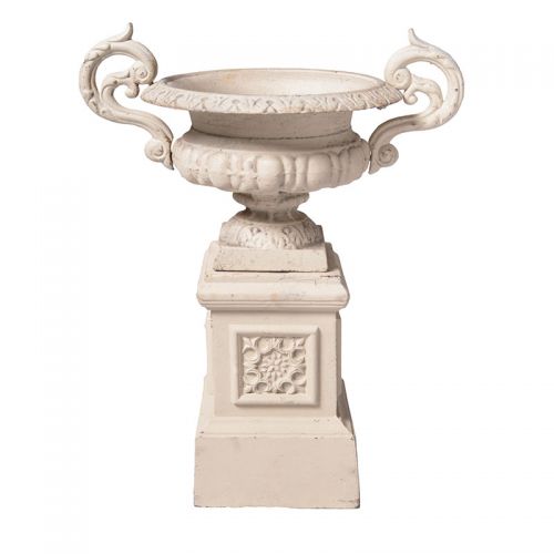 Grand Cast Iron Urn on Pedestal (Available in 3 Colors)