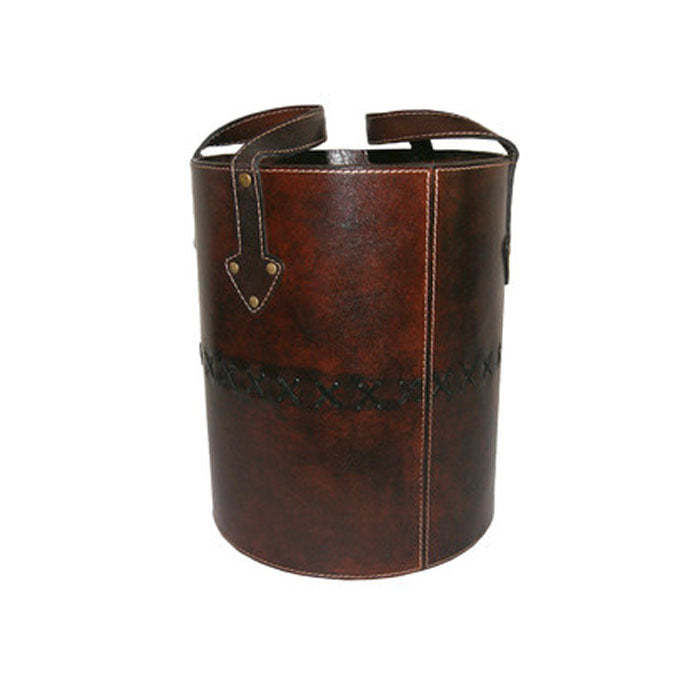 Round Leather Cylindrical Basket (2 Colors to Choose)