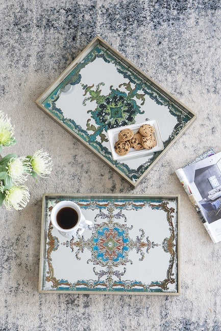 Scroll Mirrored Rectangular Tray (Choose from 2 Colours)