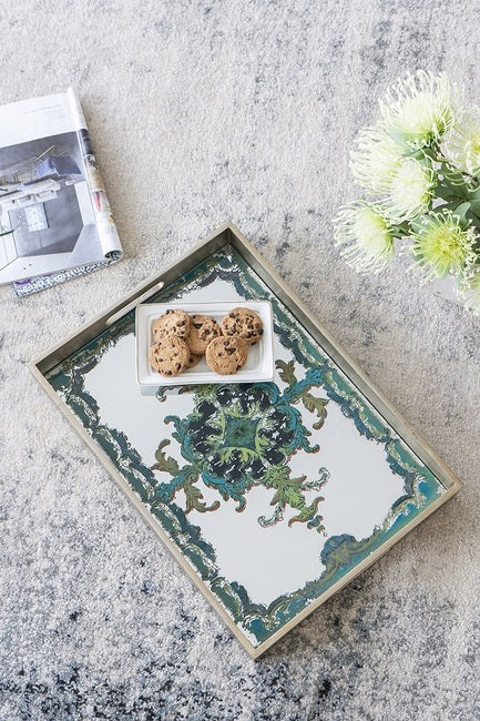 Scroll Mirrored Rectangular Tray (Choose from 2 Colours)