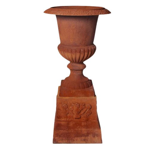 Sleek Cast Iron Urn on Pedestal (Available In 2 Colors)