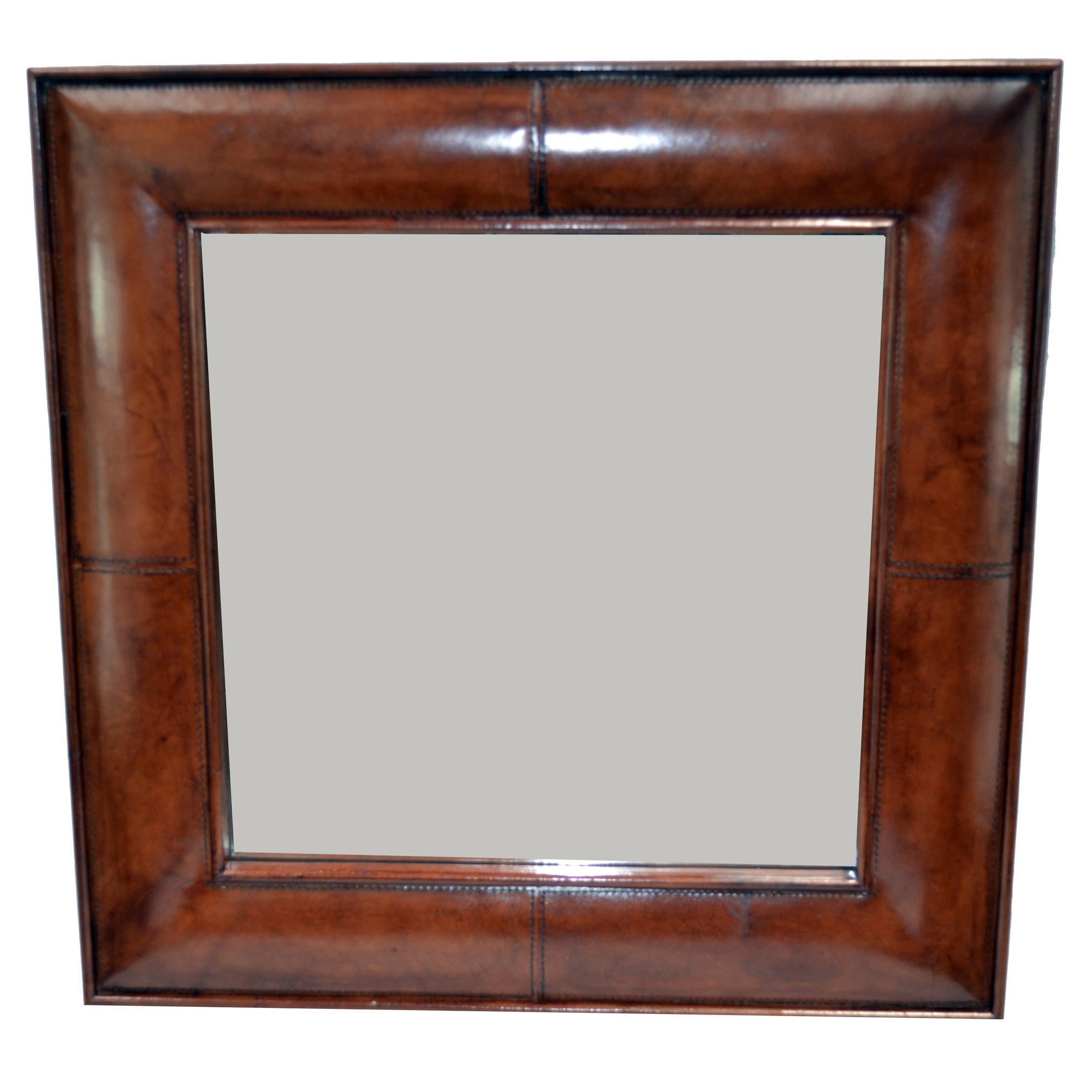 Square Elegant Buffalo Leather Mirror (3 Colors to Choose)