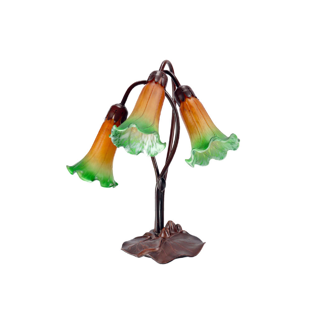 Triple Lily Flowers Tiffany Shade Table Lamp (Available in 7 Colors)