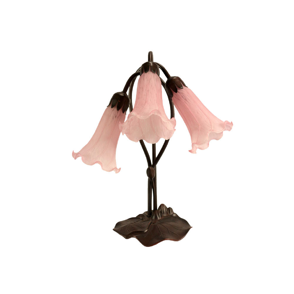 Triple Lily Flowers Tiffany Shade Table Lamp (Available in 7 Colors)
