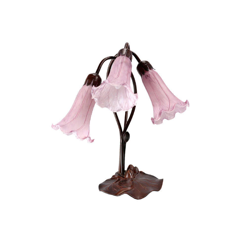 Triple Lily Flowers Tiffany Shade Table Lamp (Available in 7 Colors)