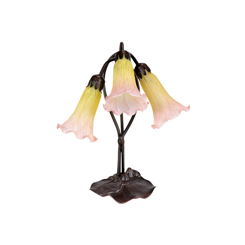 Triple Lily Flowers Tiffany Shade Table Lamp (Available in 7 Colors)