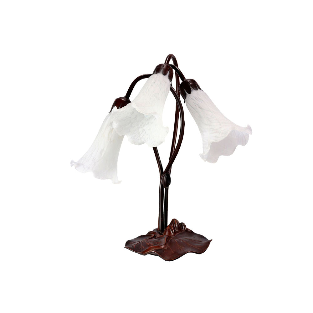 Triple Lily Flowers Tiffany Shade Table Lamp (Available in 7 Colors)