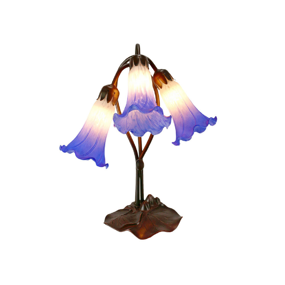 Triple Lily Flowers Tiffany Shade Table Lamp (Available in 7 Colors)