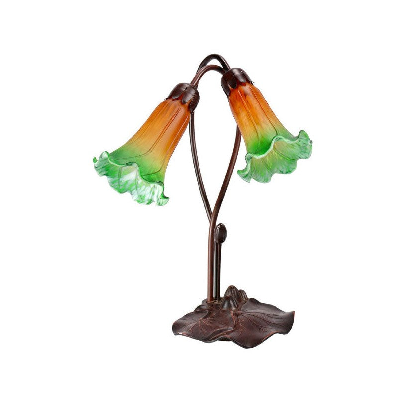 Twin Lily Flower Tiffany Shade Table Lamp (Available in 7 Colors)