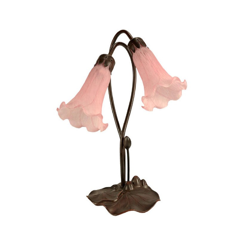 Twin Lily Flower Tiffany Shade Table Lamp (Available in 7 Colors)
