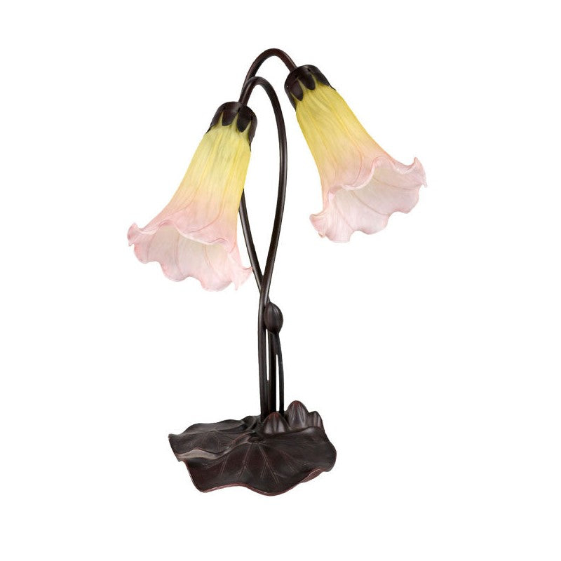 Twin Lily Flower Tiffany Shade Table Lamp (Available in 7 Colors)