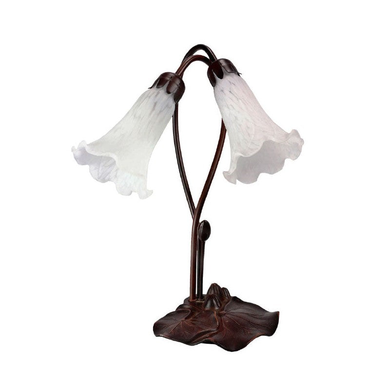 Twin Lily Flower Tiffany Shade Table Lamp (Available in 7 Colors)