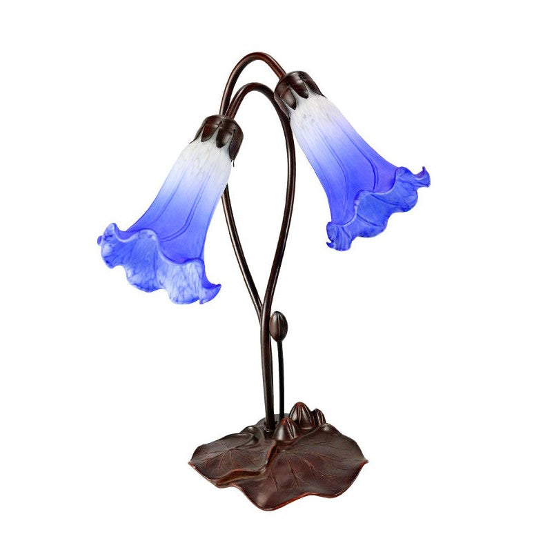 Twin Lily Flower Tiffany Shade Table Lamp (Available in 7 Colors)