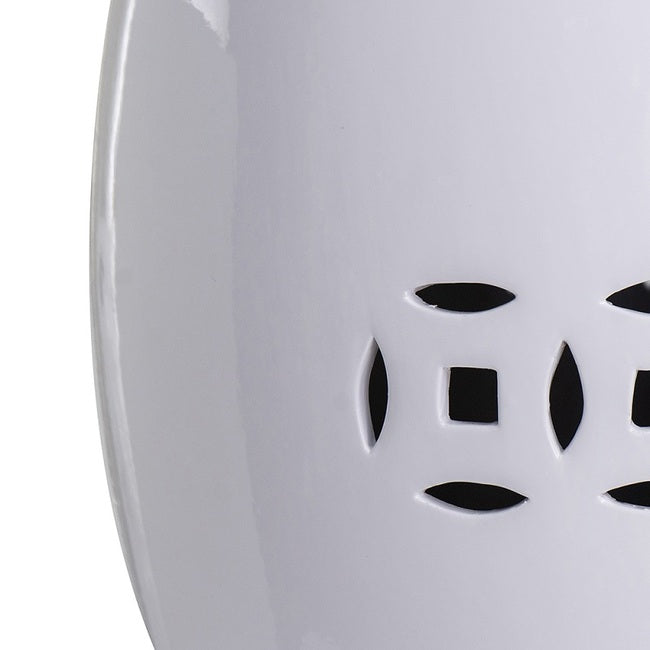 White Ceramic Drum Stool