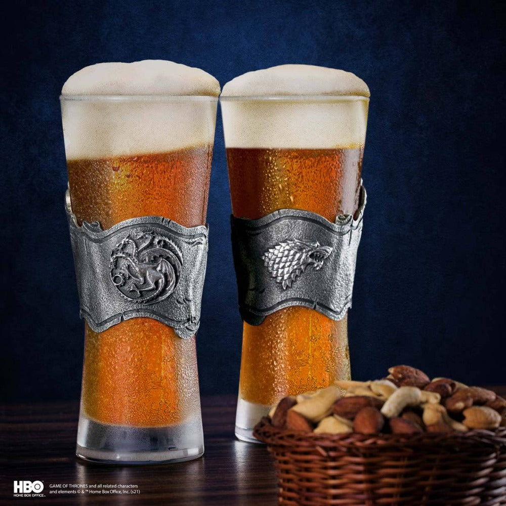 Royal Selangor Game of Thrones Ice & Fire Pilsner Pair With Pewter Motif