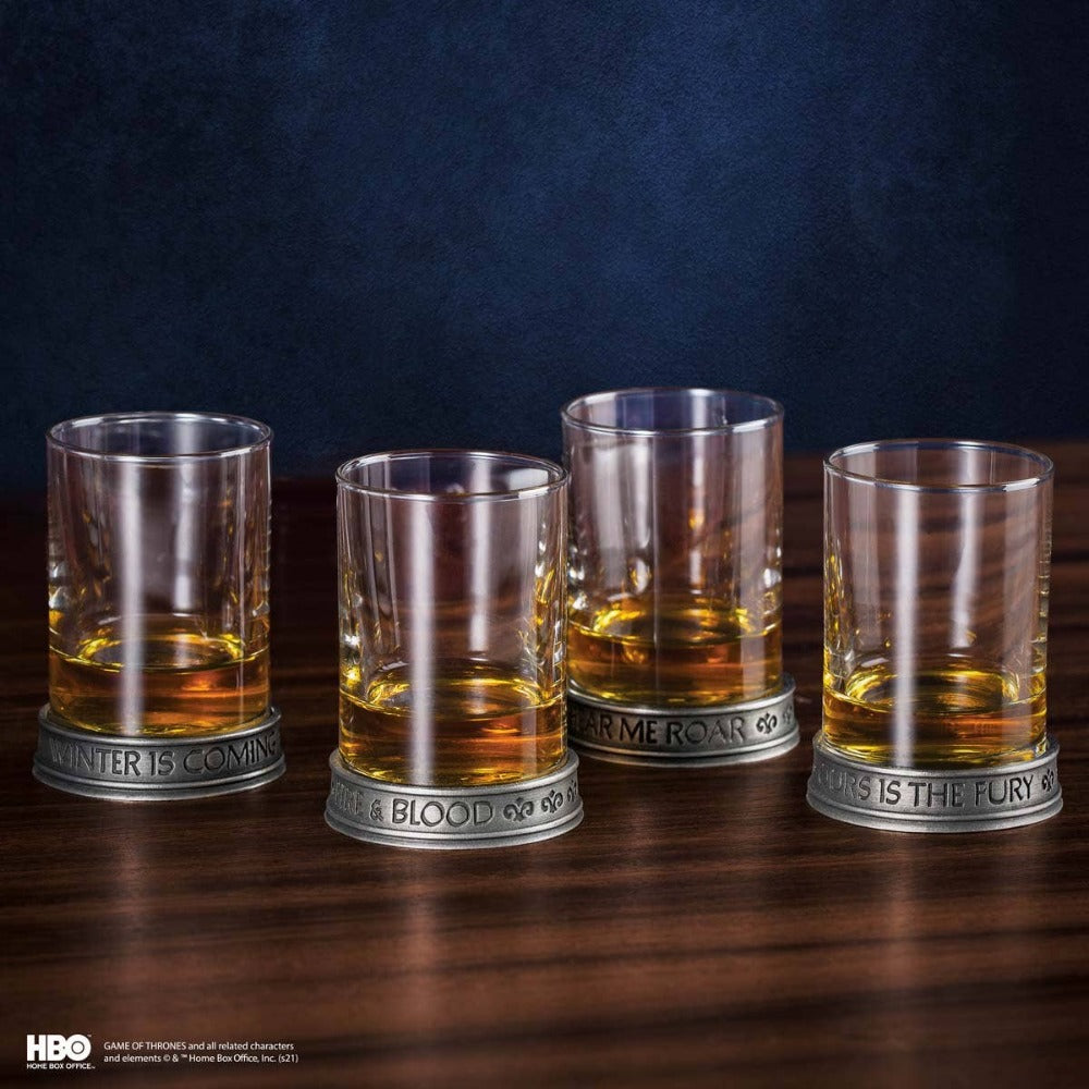 Royal Selangor Game of Thrones Set of 4 House Sigils Pewter Shot Glass Quartet