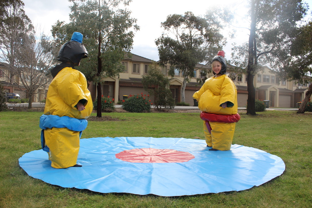 Kids Set Of 2 Sumo Suits With Helmets Gloves Mat
