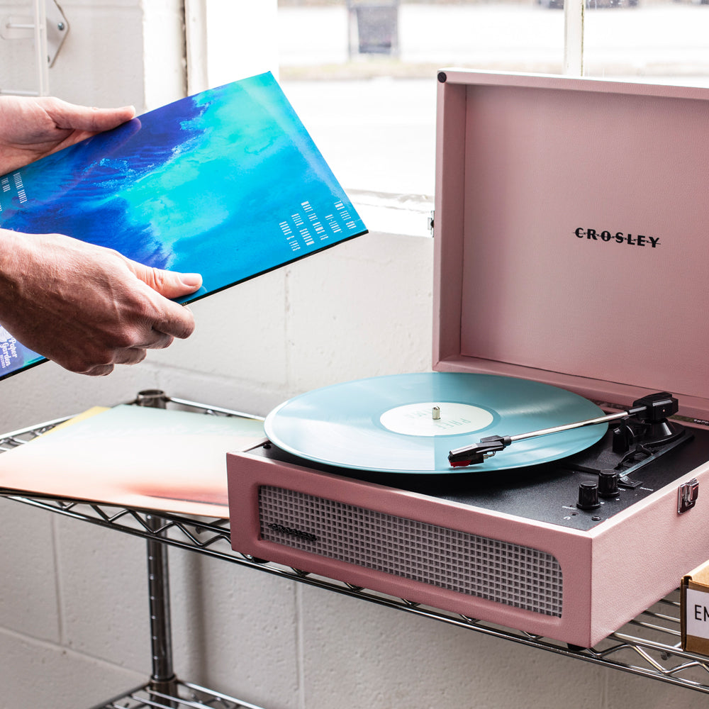 Crosley Voyager Bluetooth Turntable + Crosley Record Display Stand - Amethyst - BUNDLE
