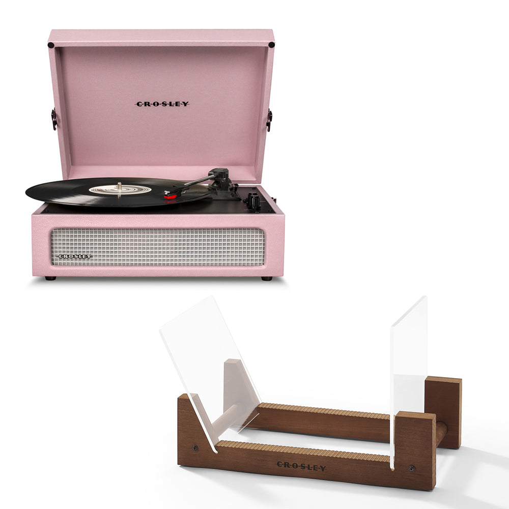 Crosley Voyager Bluetooth Turntable + Crosley Record Display Stand - Amethyst - BUNDLE