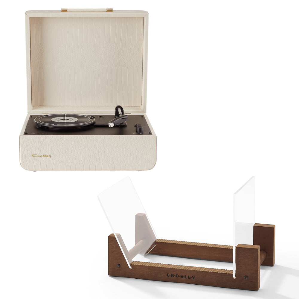 Crosley Mercury Turntable - Cream + Crosley Record Storage Display Stand BUNDLE
