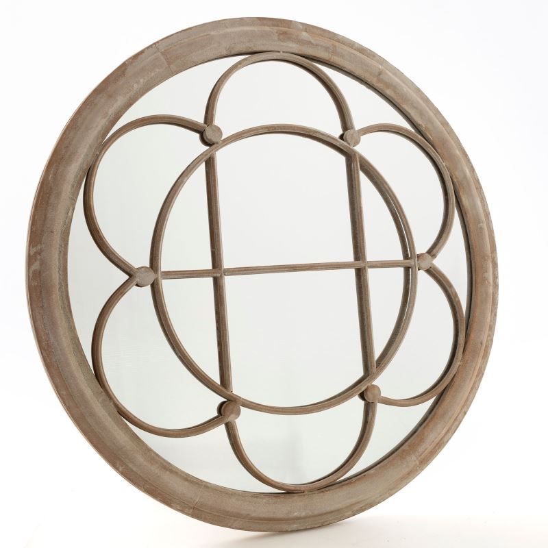 Round Metal Frame Garden Mirror 90cms