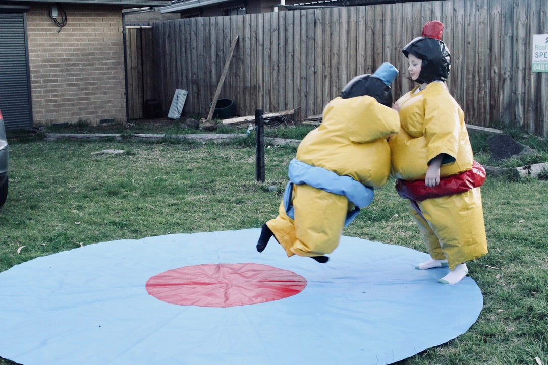 Kids Set Of 2 Sumo Suits With Helmets Gloves Mat