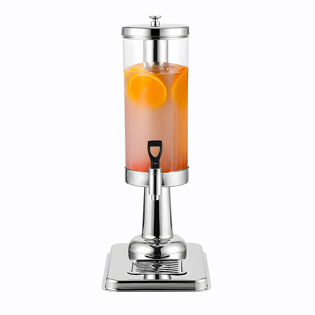 SOGA Single 3L Silver Stainless Steel Beverage Dispenser Ice Cylinder Clear Hot Cold Water Jug