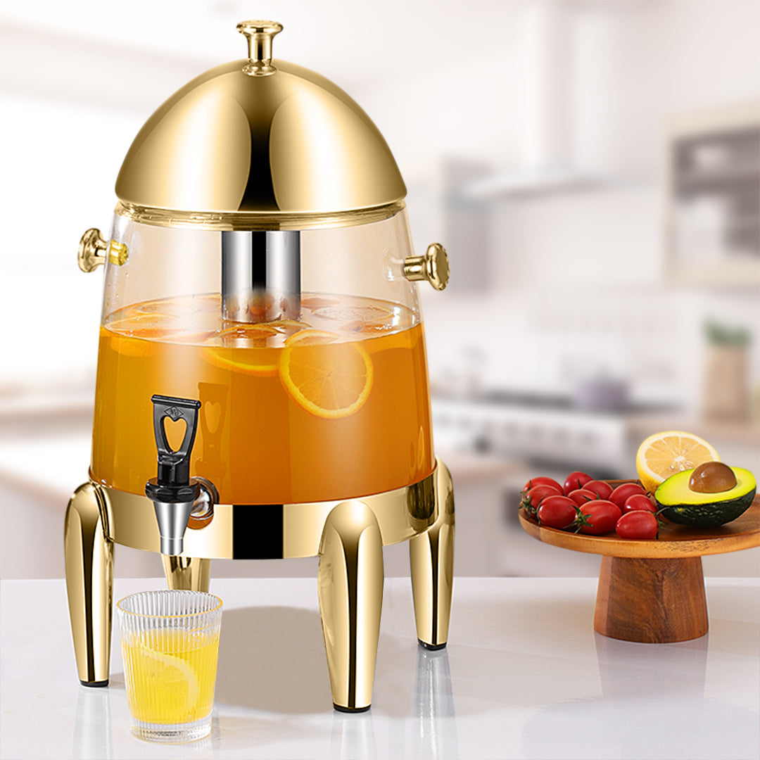 SOGA Stainless Steel 12L Beverage Dispenser Hot and Cold Juice Water Tea Buffet Drink Container Jug with Gold Accents