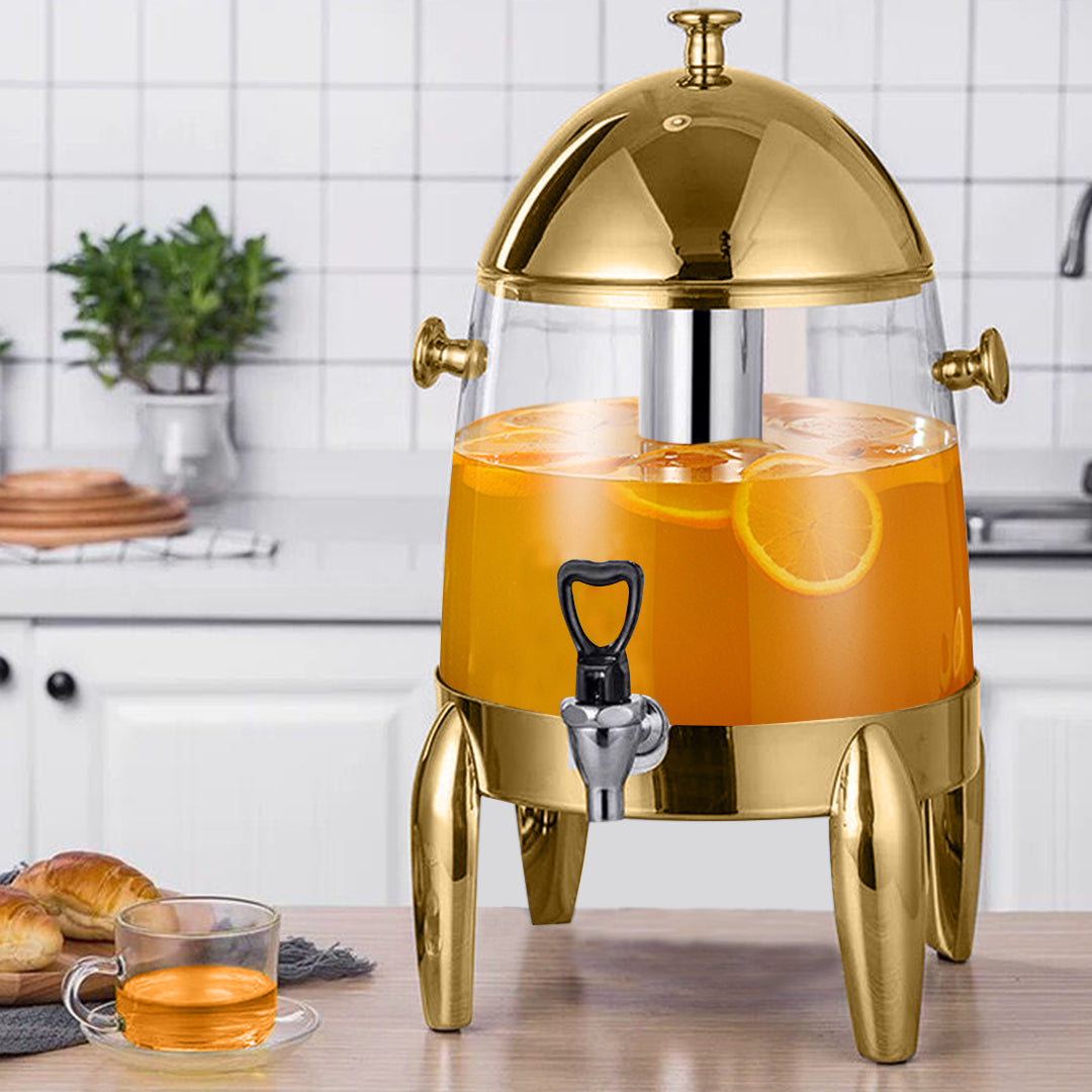 SOGA Stainless Steel 12L Beverage Dispenser Hot and Cold Juice Water Tea Buffet Drink Container Jug with Gold Accents