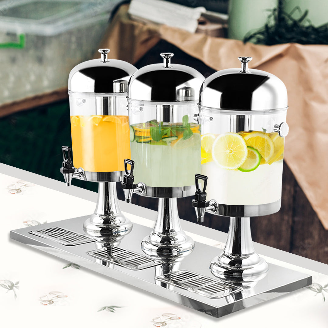 SOGA Triple Head 24L Stainless Steel Dispenser Beverage Transparent Commercial Drink Container Jug