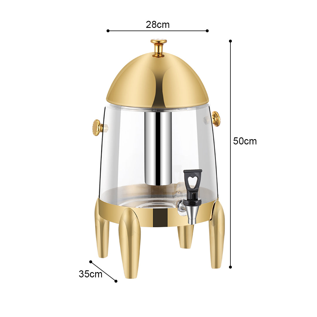 SOGA Stainless Steel 12L Beverage Dispenser Hot and Cold Juice Water Tea Buffet Drink Container Jug with Gold Accents