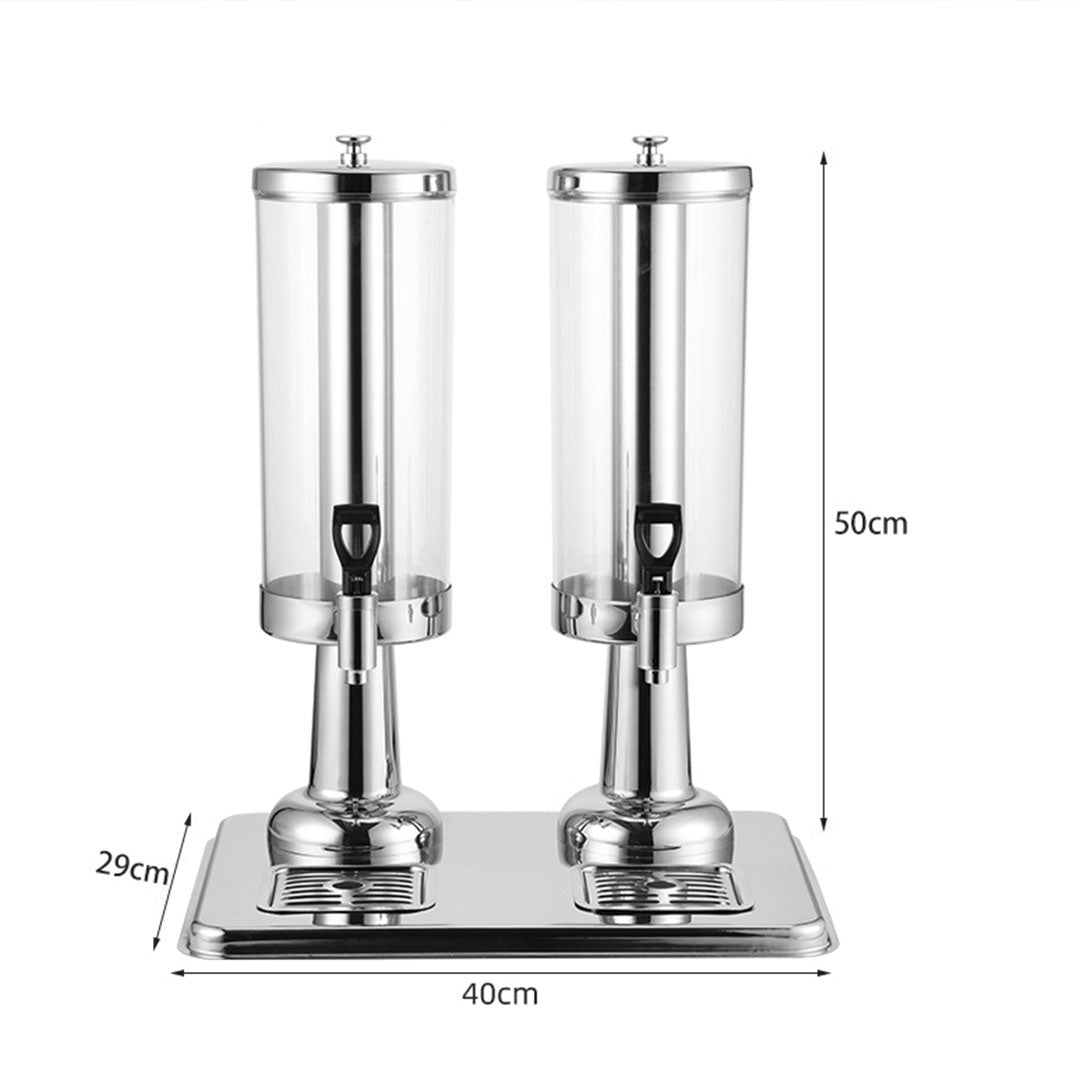 SOGA 6L Dual Silver Stainless Steel Beverage Dispenser Ice Cylinder Clear Hot Cold Water Jug
